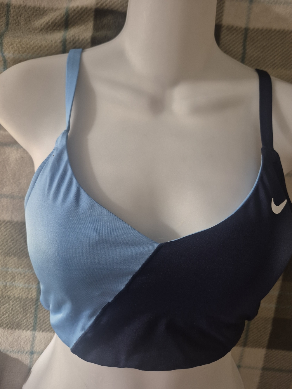 Nike Women's Two-Tone Light Blue and Navy Sports Bra